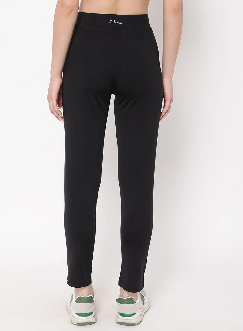 Clovia Black Snug Fit High-Rise Active Straight Pants in Black for Women | Best Price UAE